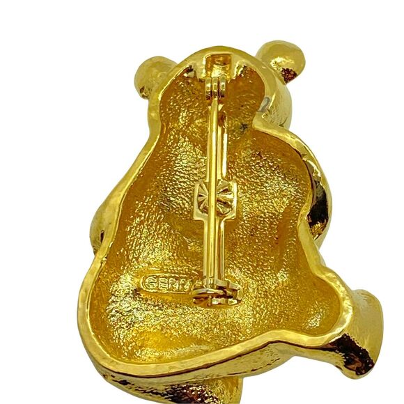 Teddy Bear Jewelry Brooch Pin Vintage Gerry’s Creations Womens Gold Tone C Clasp - Picture 4 of 15